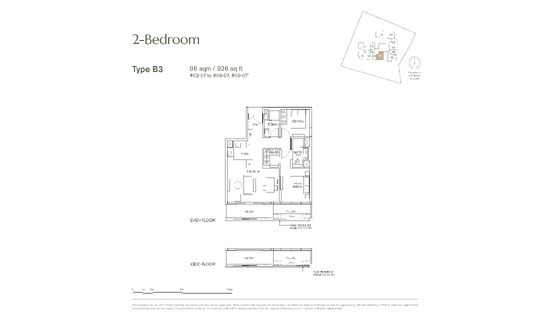 19 Nassim Floor Plan 2 Bedroom B3