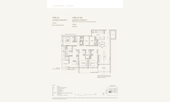 Ardor Residence Floor Plan 4 Bedroom + Study C2
