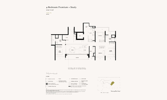 雅丽轩 (Arina East Residences) Floor Plan 4 Bedroom + Study Premium DS