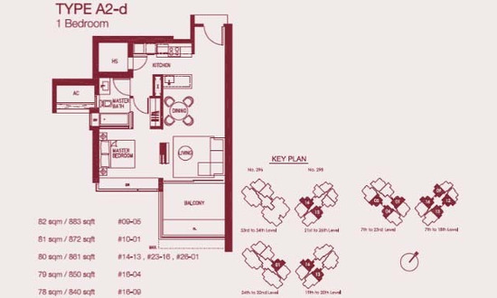 Concourse Skyline Floor Plan 1 Bedroom A2-d
