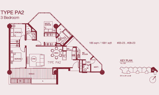 Concourse Skyline Floor Plan 3 Bedroom PA2