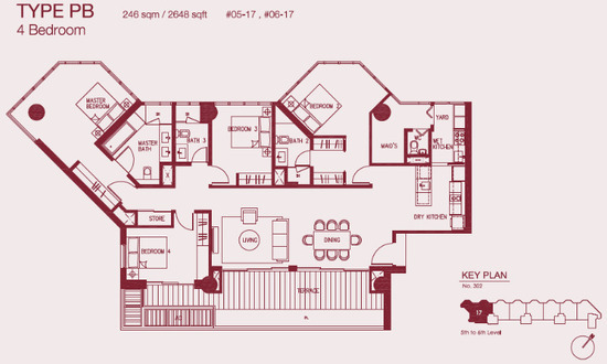 Concourse Skyline Floor Plan 4 Bedroom PB