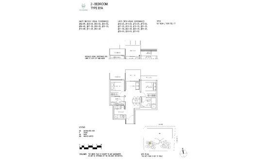 顶林佳苑 (Hillhaven) Floor Plan 2 Bedroom B1A