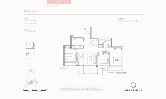 Meyer Blue Floor Plan 3 Bedroom C1