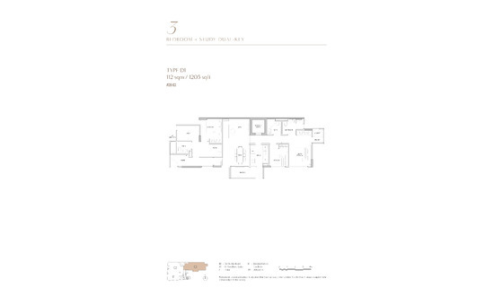 富轩阁 (OCHO) Floor Plan 3 Bedroom + Study Dual-Key D1