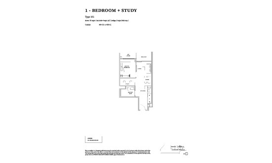 TMW Maxwell Floor Plan 1 Bedroom + Study 1S1