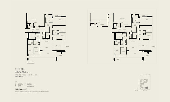 W Residences Marina View Floor Plan 5 Bedroom E1b